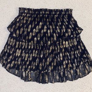 LoveShackFancy Ruffle Mini Skirt Black With Gold